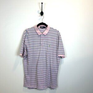 Polo Ralph Lauren Collared Shirt Pink Blue Striped Embroidered Pony Mens XL